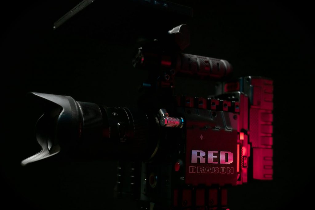 professional red video camera